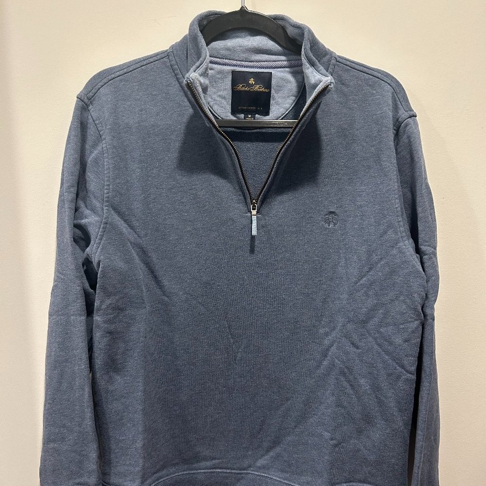 Brooks Brothers Blue Quarter Zip Sweater Men's M